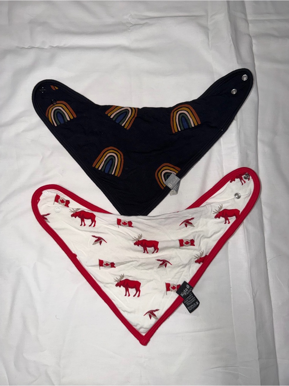 Kyte baby Kids Bandana Bibs Set - Navy Rainbow & White Red Moose